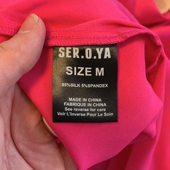 NWT SER.O.YA Emma Silk Dress Fuchsia Pink Size Medium - Picture 11 of 12